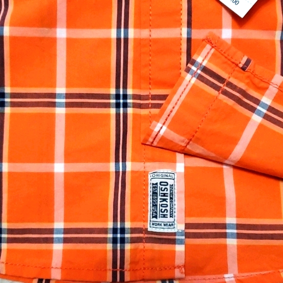 😎NWT: OSHKOSH B'GOSH BIG BOYS SPRING PLAID SHIRT - Picture 2 of 5